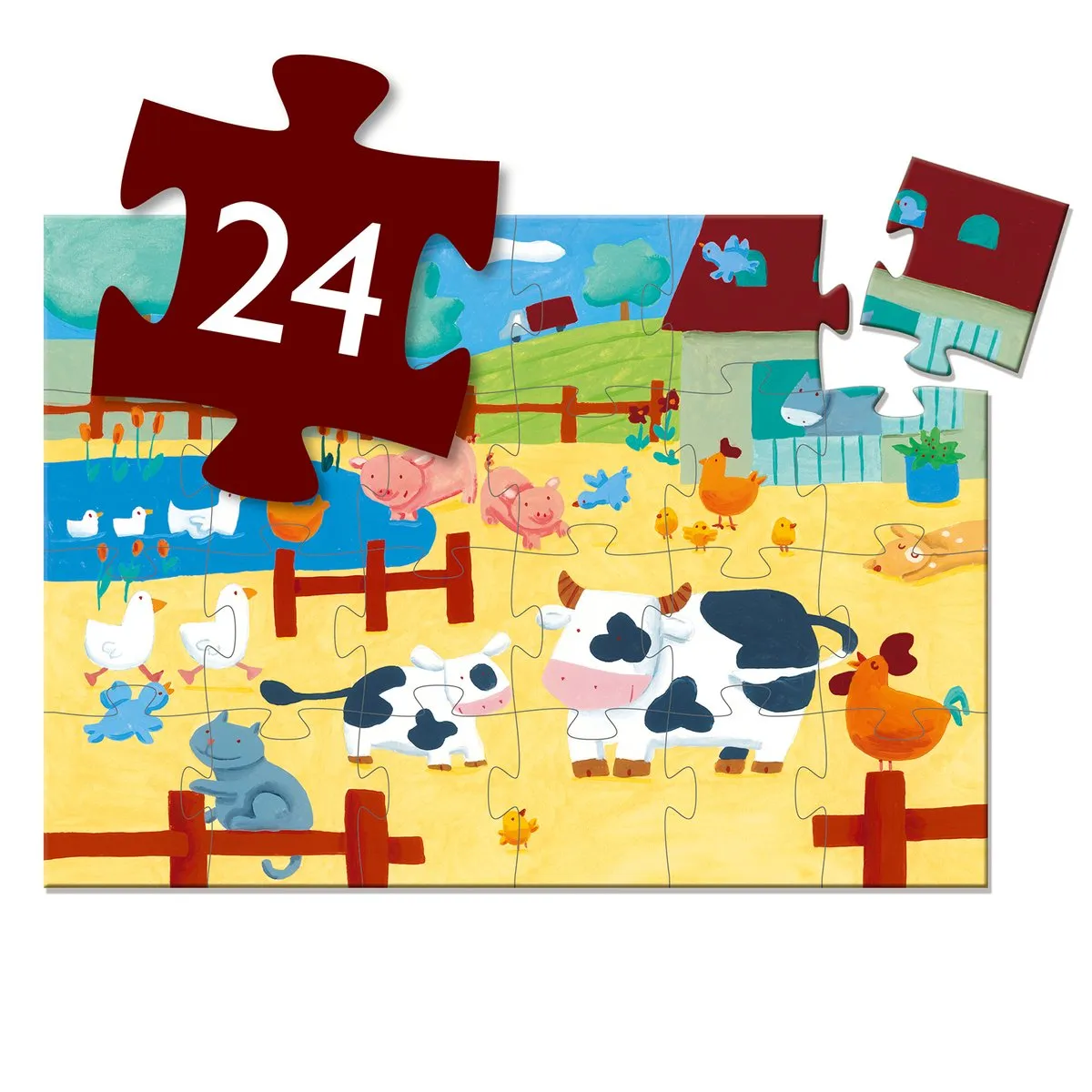 Djeco Puzzel De Koeien Op De Boerderij 24 Stuks - Multicolor
