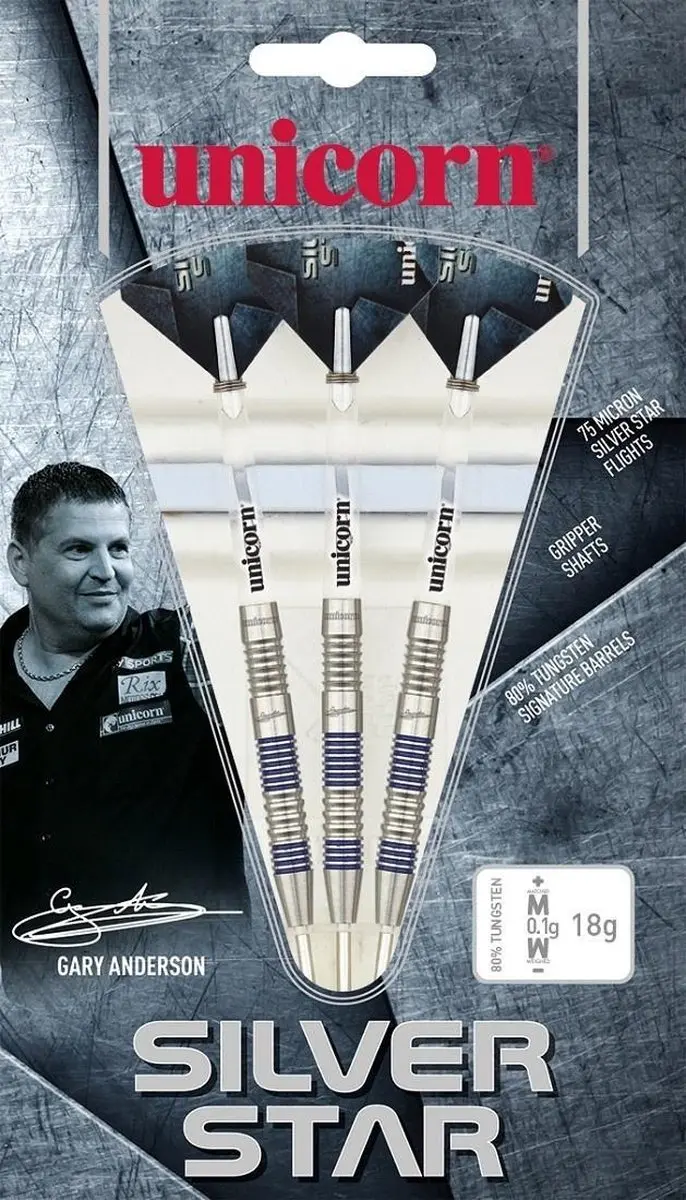 Unicorn Gary Anderson Silverstar 80% P2 Dartpijlen - 3 Stuks