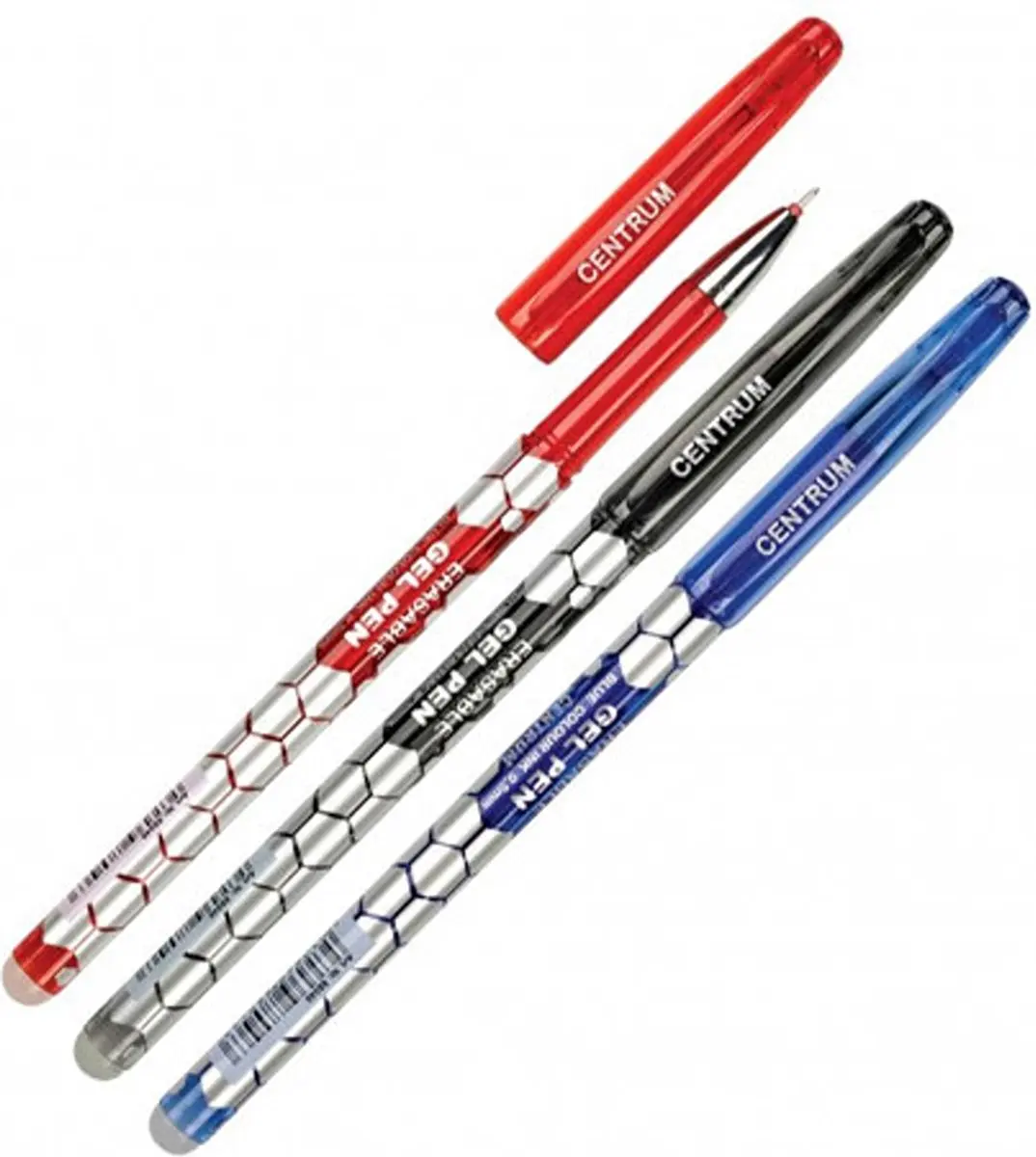 Centrum Uitwisbare Gelpennen 3-Pack - Rood/Zwart/Blauw