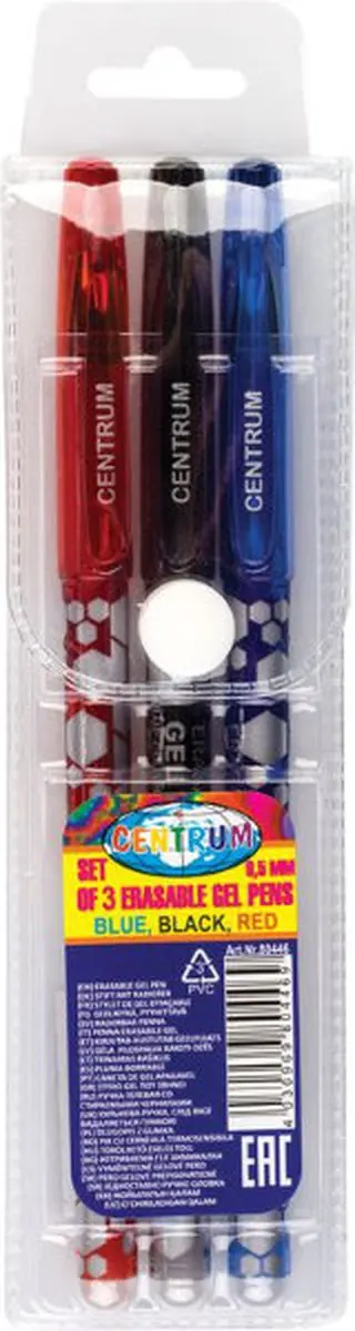 Centrum Uitwisbare Gelpennen 3-Pack