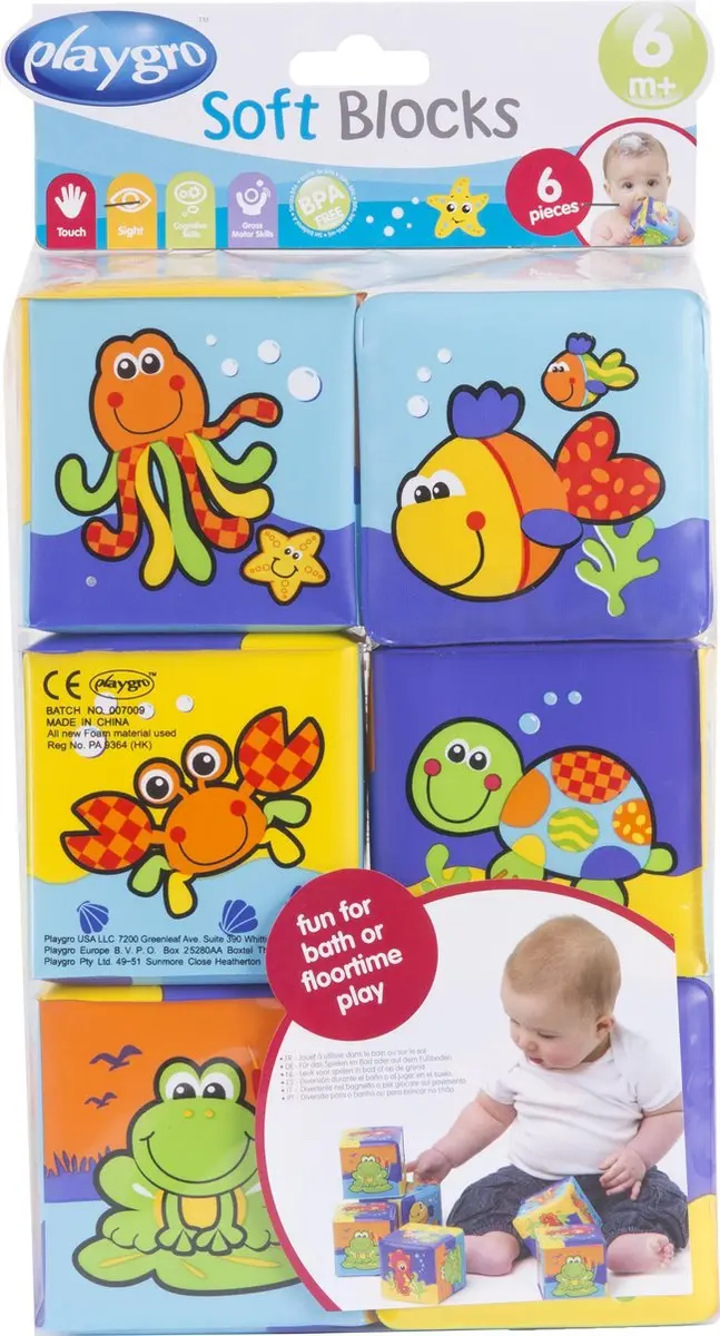 Playgro Badblokken Set 6 Stuks - Multi