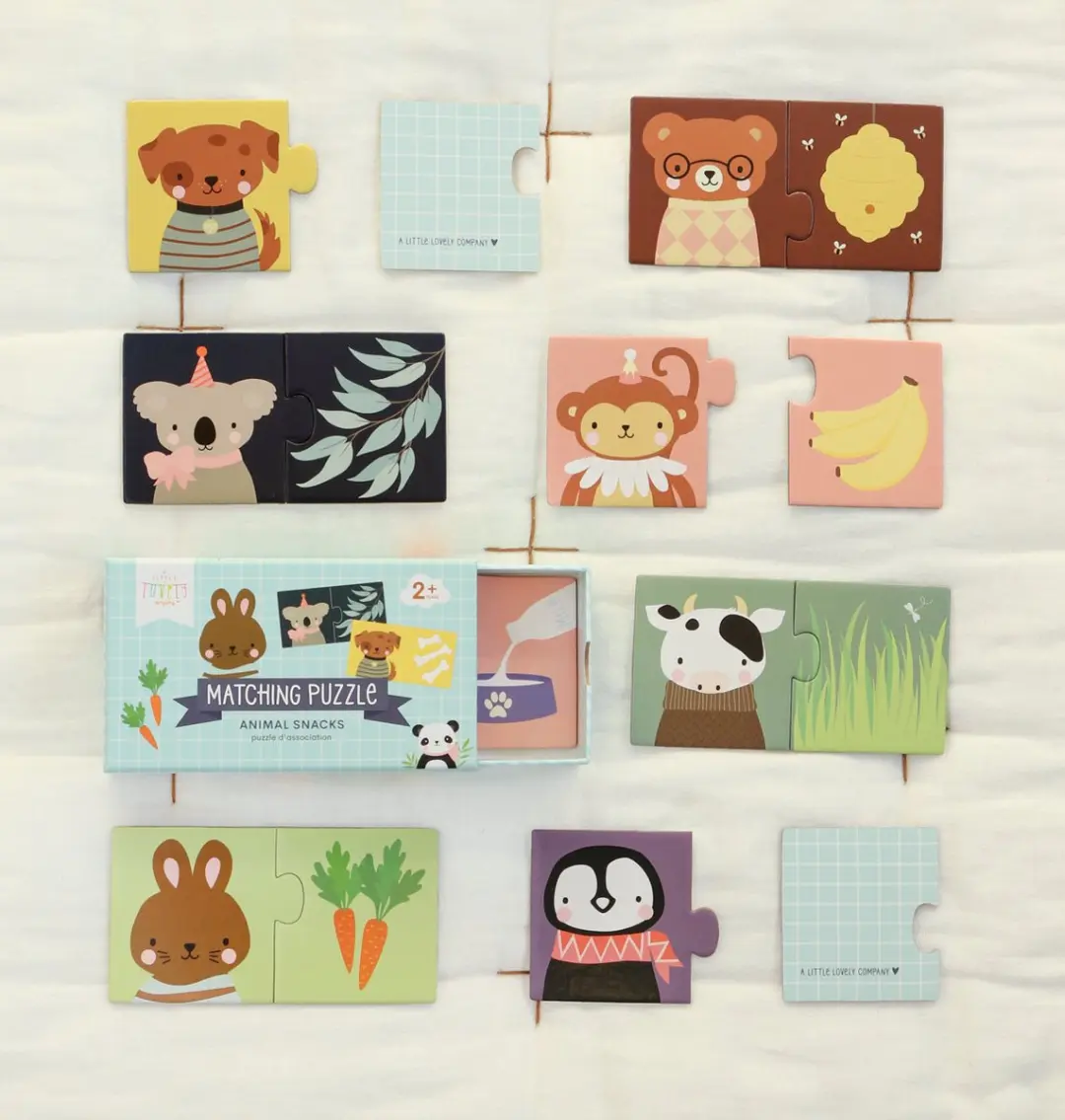 A Little Lovely Company Dierensnacks Combi Puzzel - 20 Stuks - Multicolor