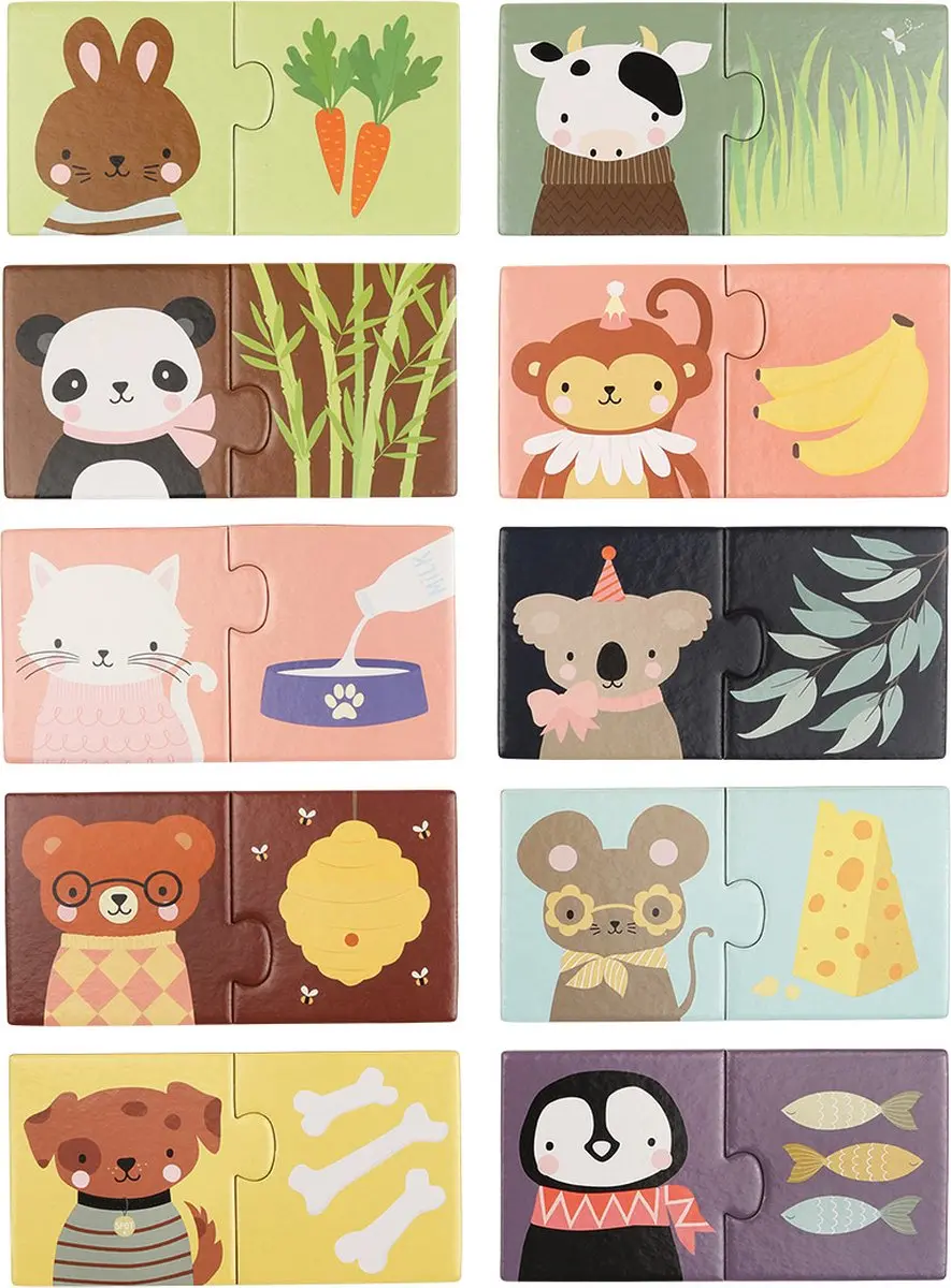 A Little Lovely Company Dierensnacks Combi Puzzel - 20 Stuks - Multicolor