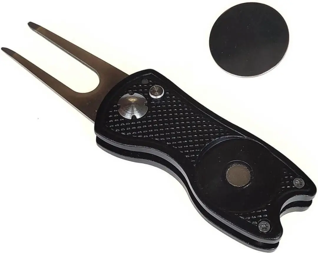 Legend Stiletto Pitchfork met Golfbal Marker - Zwart