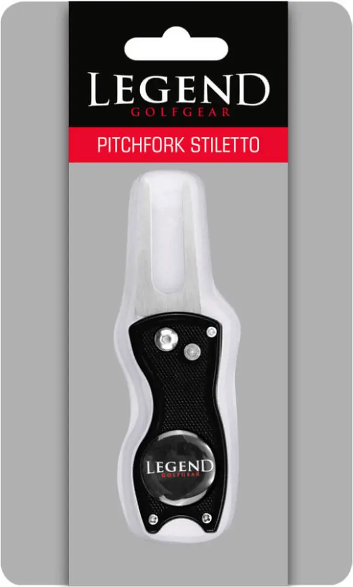 Legend Stiletto Pitchfork met Golfbal Marker - Zwart