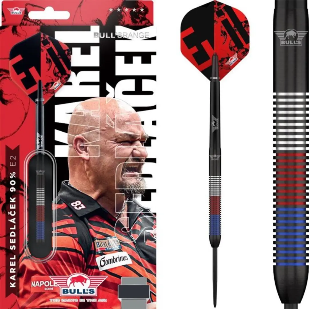 Bull's Karel Sedlacek E2 90% Dartpijlen - 3 Stuks - Rood/Wit/Blauw