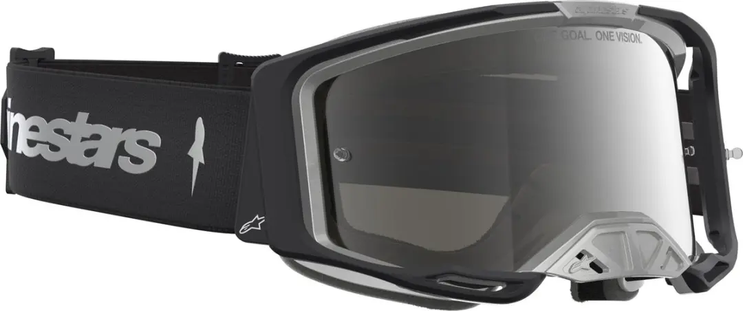Alpinestars Vision 8 Motocrossbril Amber Mirror - Zwart/zilver
