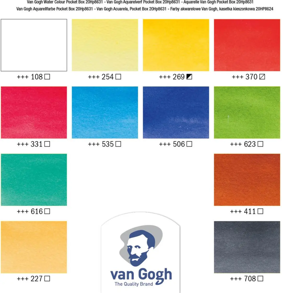 Van Gogh Aquarelverf Pocket Box Basic - 12 Kleuren 12ml