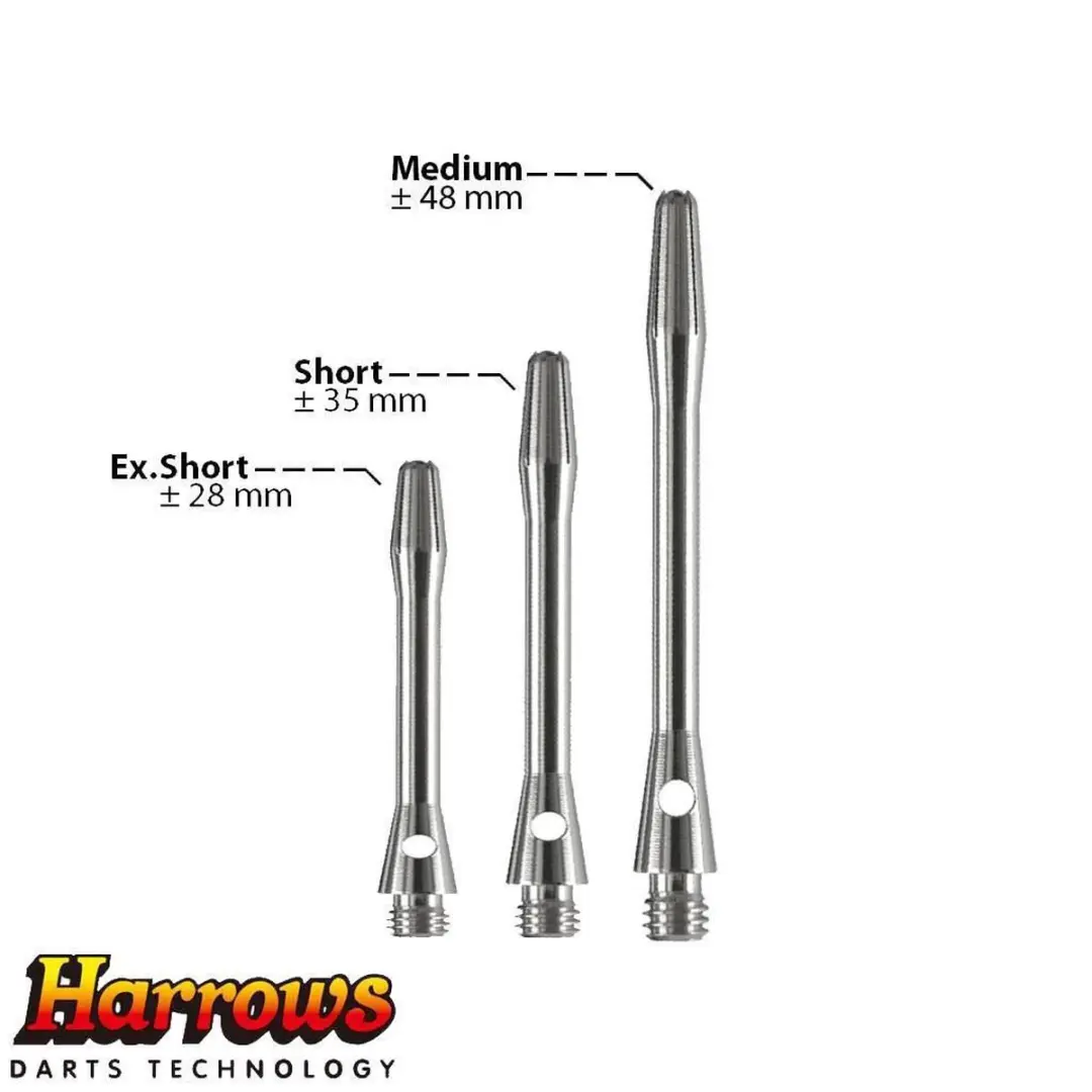 Harrows Aluminium Shaft Extra Short - 3 Stuks - Zilver