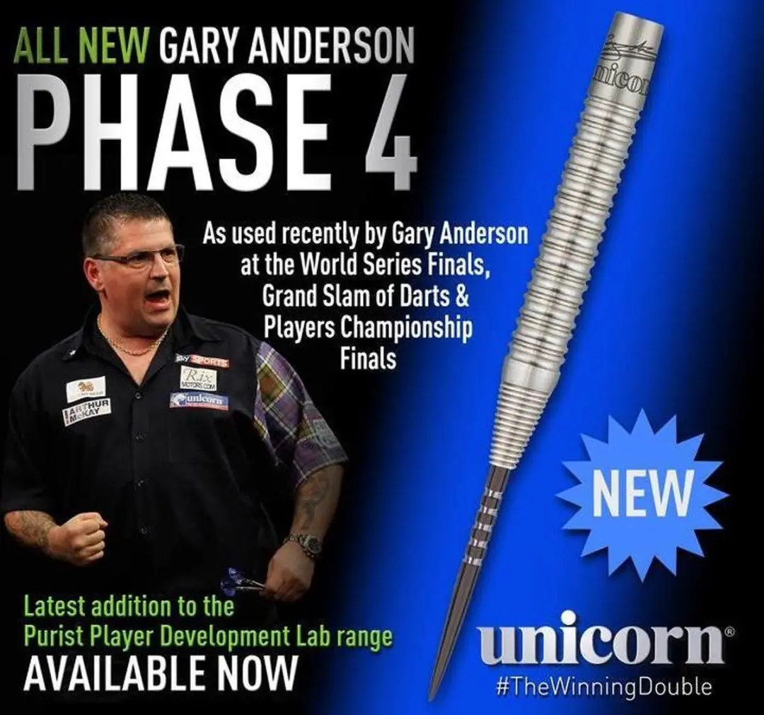 Unicorn Purist Gary Anderson W.C. Phase 4 Dartpijlen - 3 Stuks - Zilver