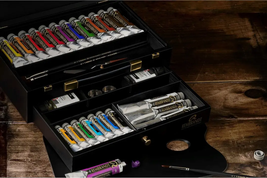Rembrandt Olieverfset Luxury Houten Kist