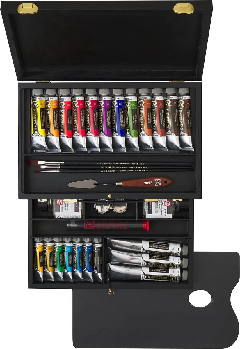 Rembrandt Olieverfset Luxury Houten Kist