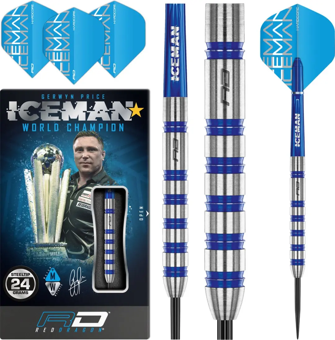 Red Dragon Gerwyn Price Iceman Challenger 80% Dartpijlen - 3 Stuks - ZilverBlauw