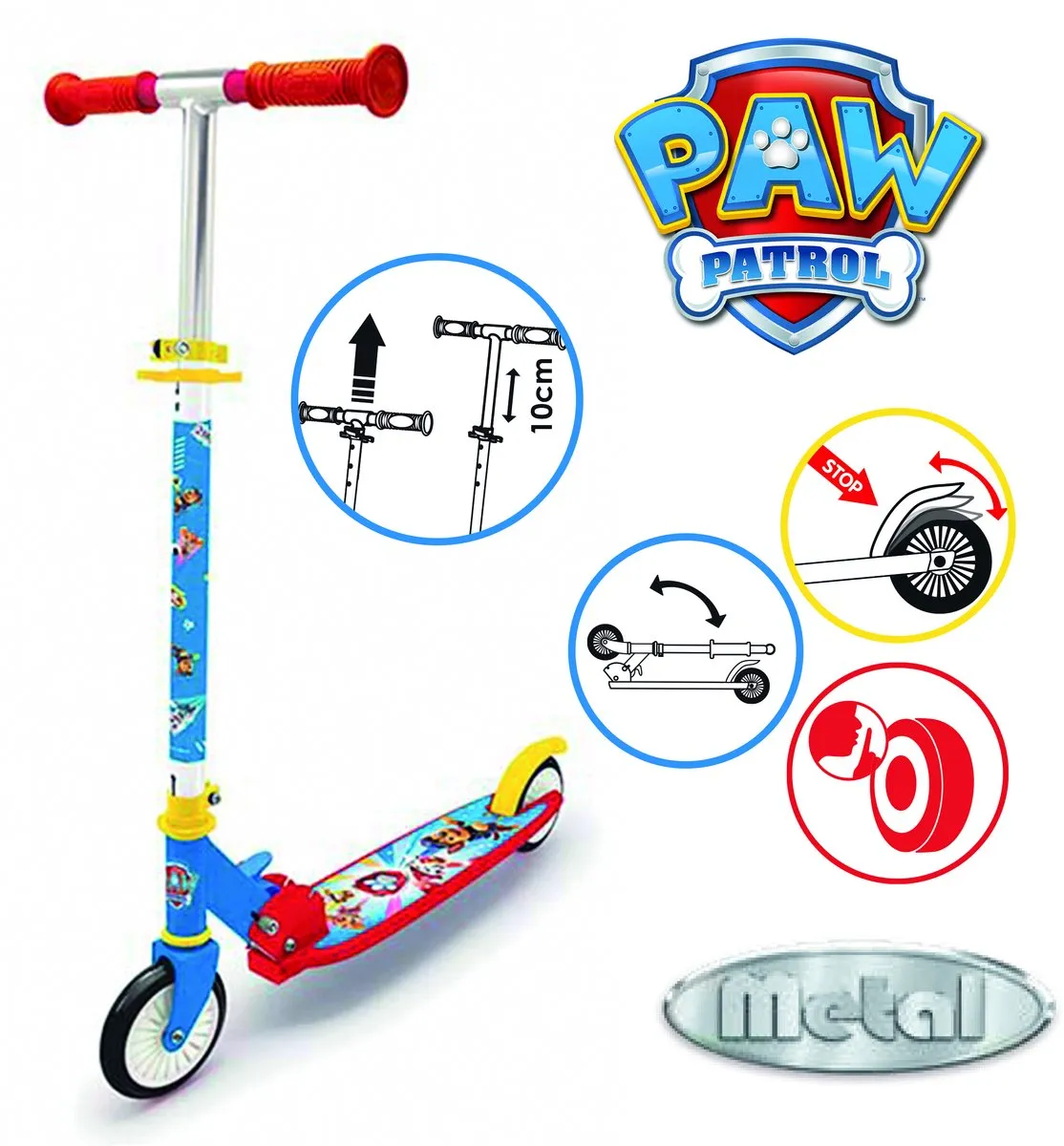 Smoby Paw Patrol Plooibare Scooter Step - Rood/Blauw/Wit