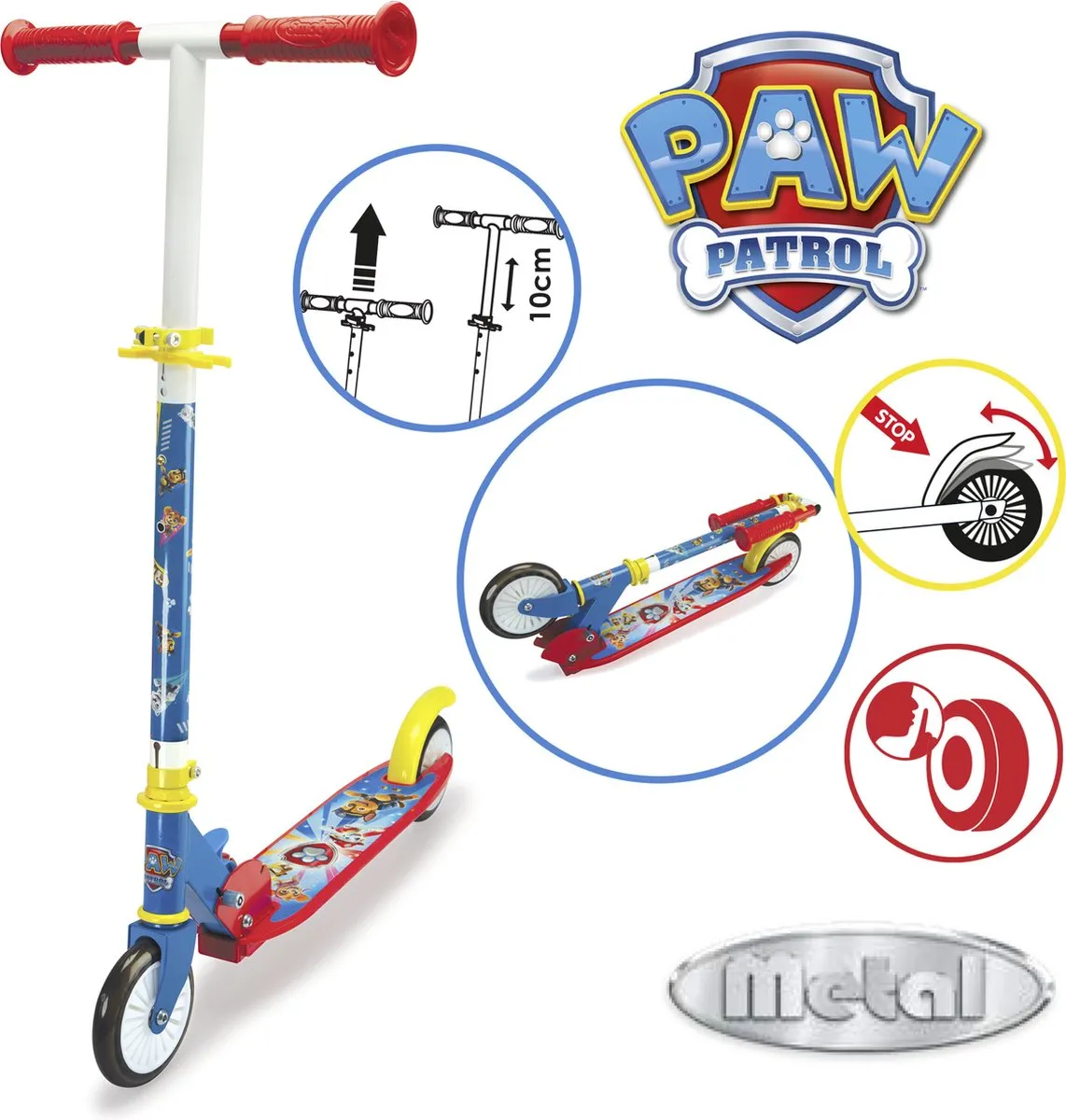 Smoby Paw Patrol Plooibare Scooter Step - Rood/Blauw/Wit - afbeelding 6 van 6