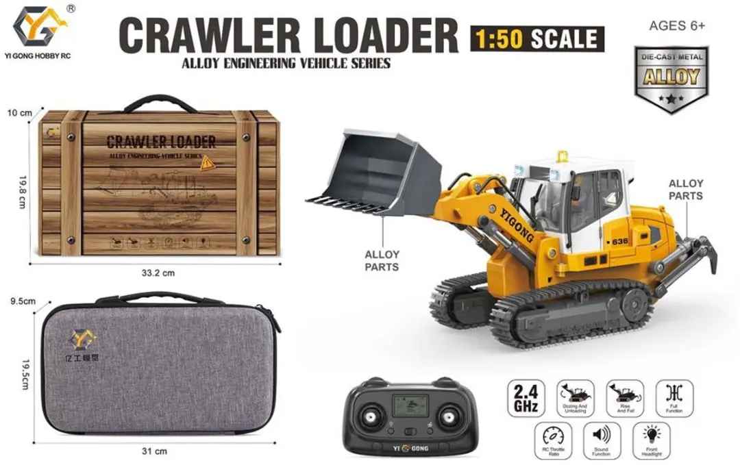 WLtoys RC Bulldozer 1:50 - Metalen Rupsbanden - 2.4 GHz - LED & Geluid