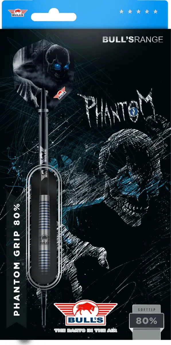 Bull's Phantom Grip Softtip Dartpijlen 18g - 3 Stuks - Zilver/Blauw