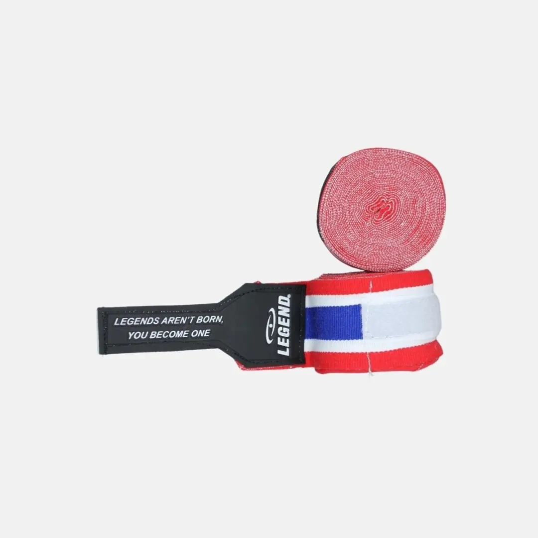 Legend Boksbandages 2,5m - One Size - Rood/Blauw/Wit