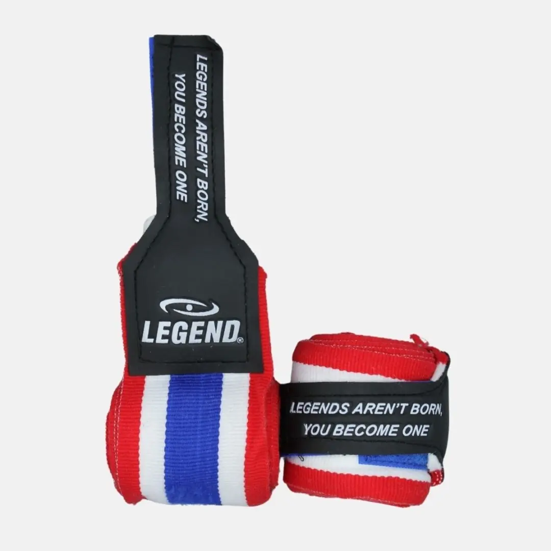 Legend Boksbandages 2,5m - One Size - Rood/Blauw/Wit