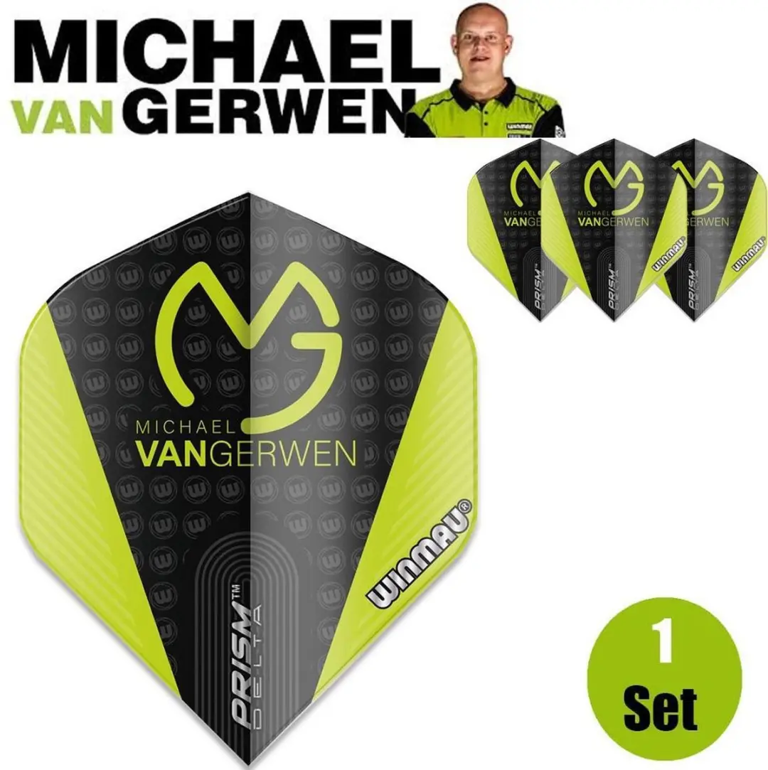 Winmau Michael van Gerwen Prism Delta Dart Flights - Groen/Zwart - 3 Stuks