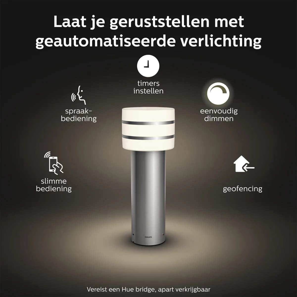 Philips Hue Tuar Sokkellamp 9W - Roestvrijstaal - afbeelding 4 van 6