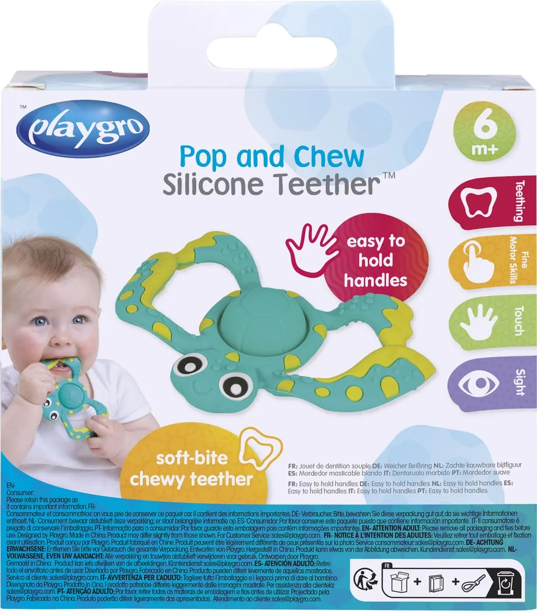 Playgro Pop and Chew Silicone Tandring - Groen