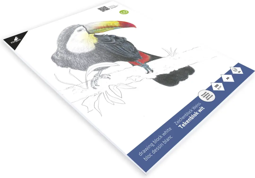 Kangaro K-5330 Tekenblok A4 40 Vel - 200gr Wit Fijne Korrel
