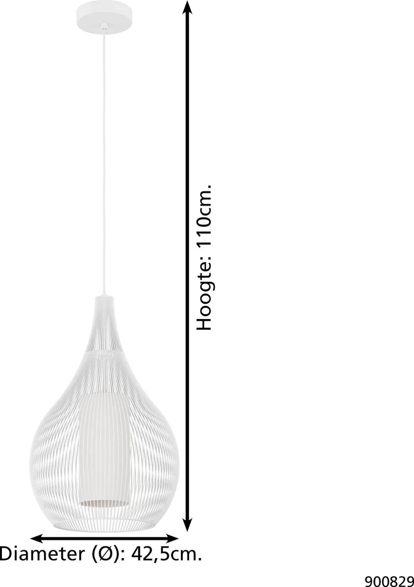 Eglo Razoni 1 Hanglamp E27 - Ø42,5cm - Wit - afbeelding 6 van 6