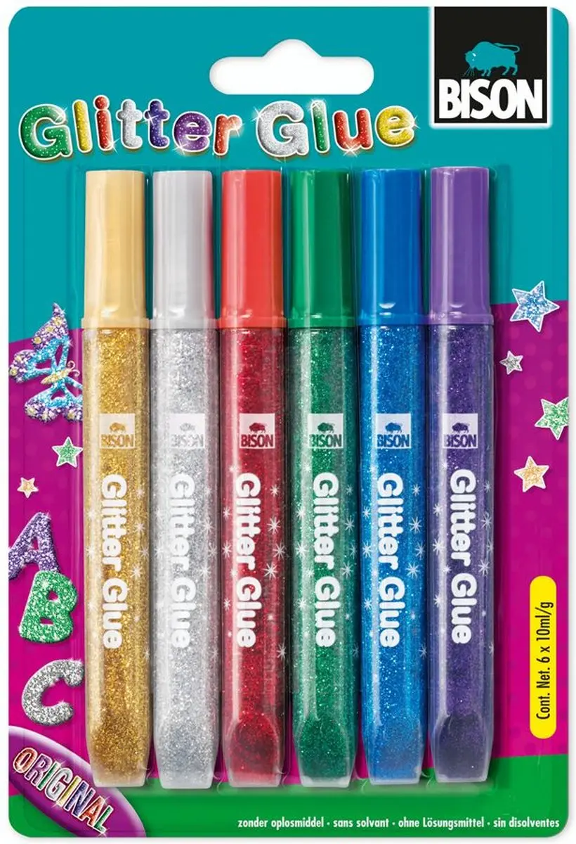 Bison Glitterlijm - 6 Tubes 60ml