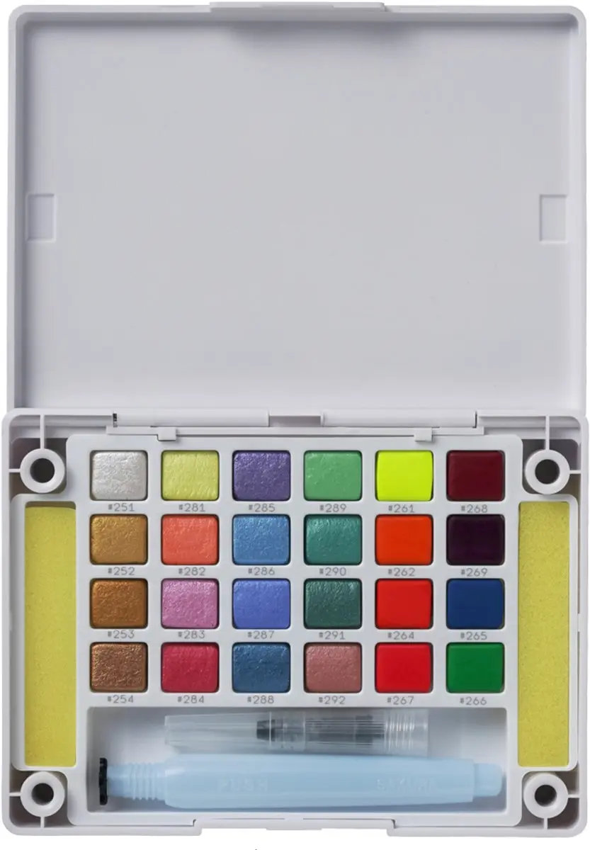 Sakura Koi Water Colors Pocketbox - 12 Metallic Kleuren - met Koi Water Brush