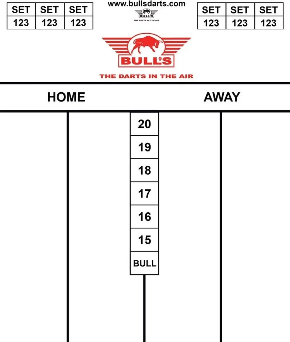 Bull's Darttel Flex Scorebord 35x25cm - Tactics - Wit