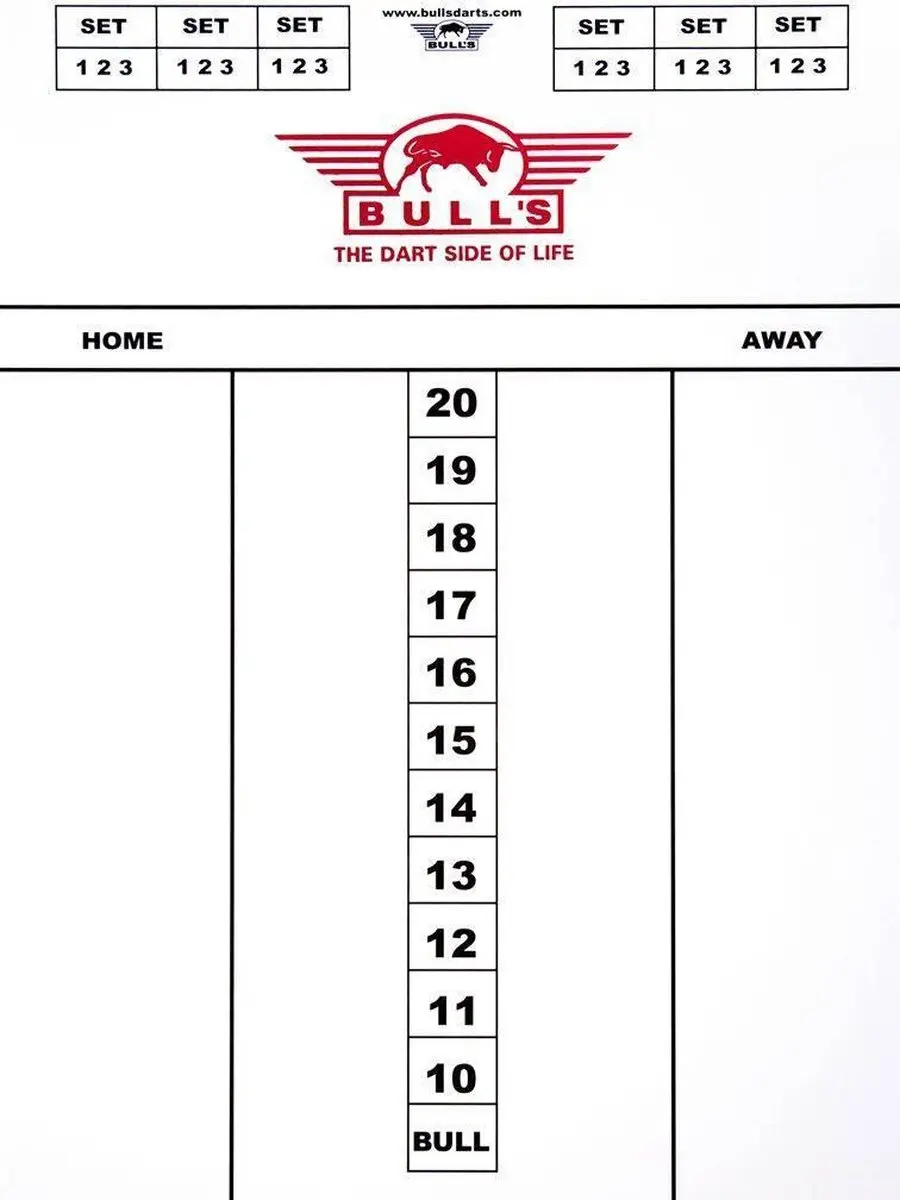 Bull's Darttel Flex Scorebord 35x25cm - Tactics - Wit