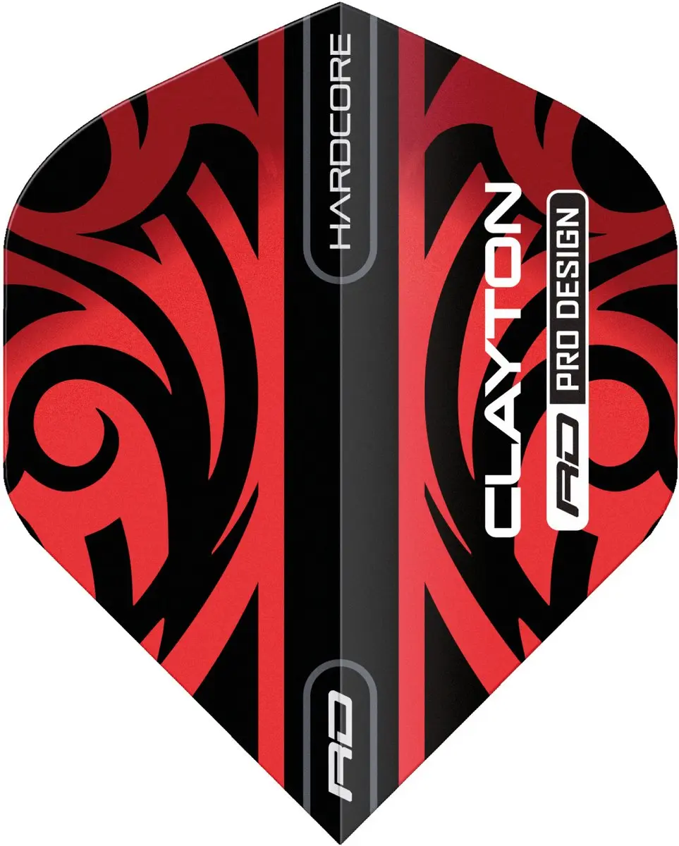 Red Dragon Jonny Clayton TF6839 Dart Flights - 3 Stuks - Rood/Zwart