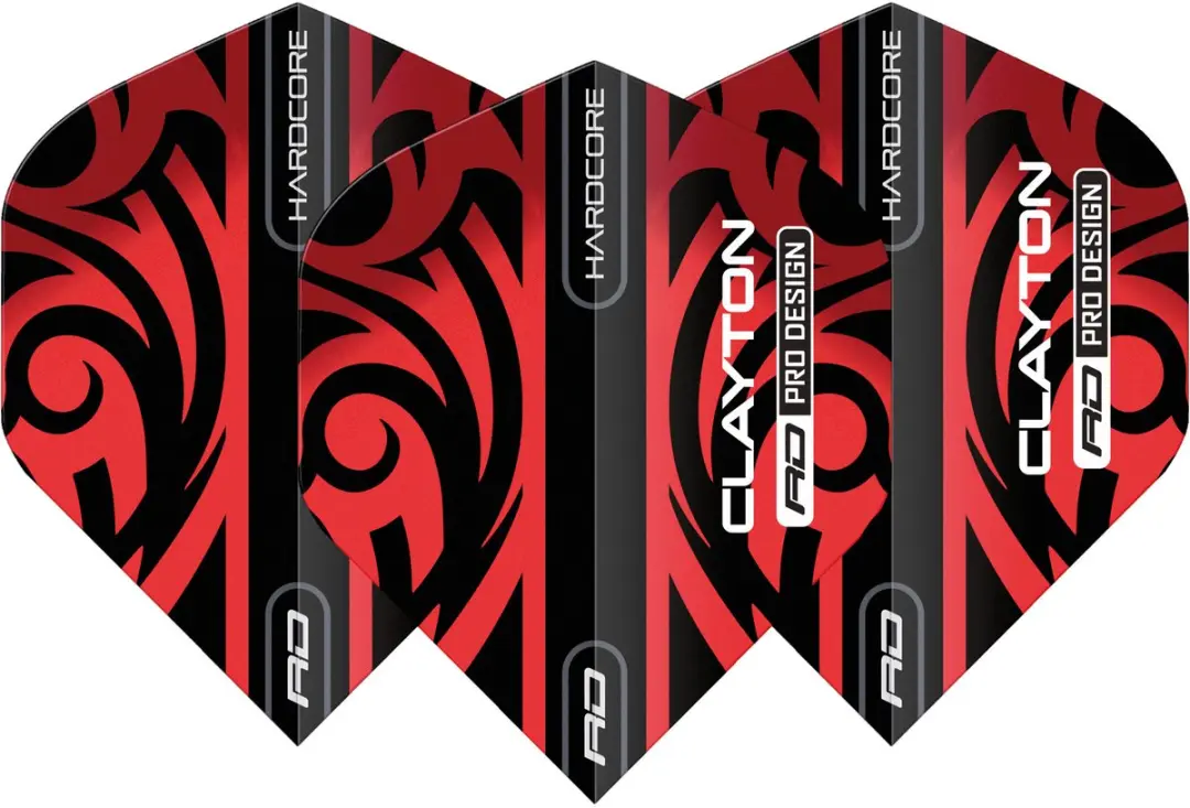 Red Dragon Jonny Clayton TF6839 Dart Flights - 3 Stuks - Rood/Zwart
