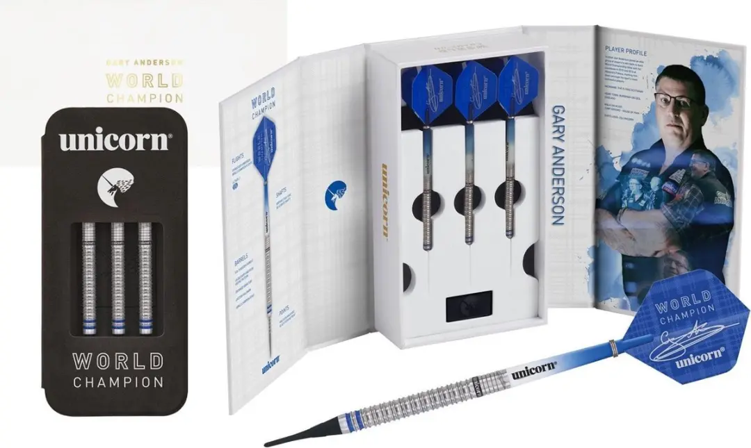 Unicorn Gary Anderson W.C. Phase 3 90% Deluxe Soft Tip Darts - 3 Stuks