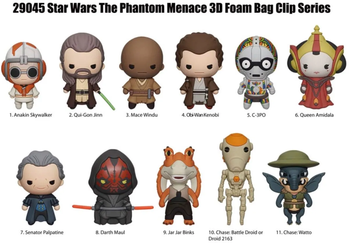 Star Wars 3D PVC Bag Clips The Phantom Menace - 24 Stuks