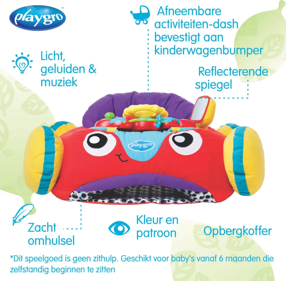 Playgro Comfy Car Pluchen Zitkussen Baby - Rood