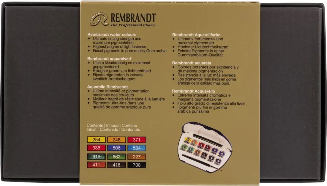 Rembrandt Aquarel Pocketbox 05HP8612 - 12 Kleuren 120ml