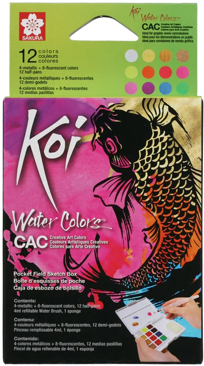 Sakura Koi Water Colors Pocketbox - 24 Metallic Kleuren - Met Koi Water Brush