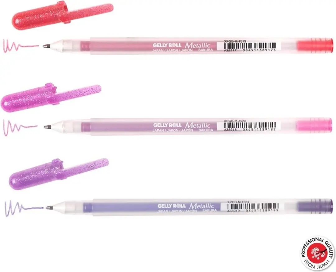 Sakura Gelly Roll Metallic Set 3 Gelpennen - Paars/Rood/Rozes