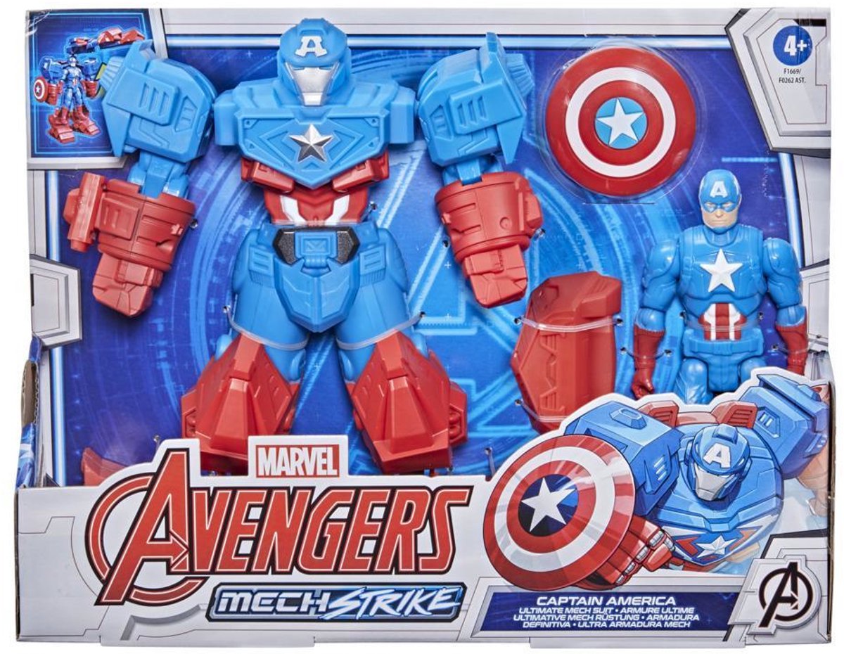 Hasbro Avengers Mech Strike Captain America, 4 jaar, Blauw, Rood, 2 stuk(s)