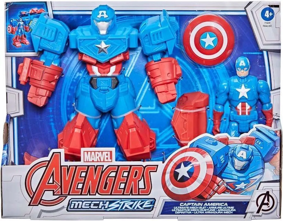 Hasbro Avengers Mech Strike Captain America Speelgoed - Blauw/Rood