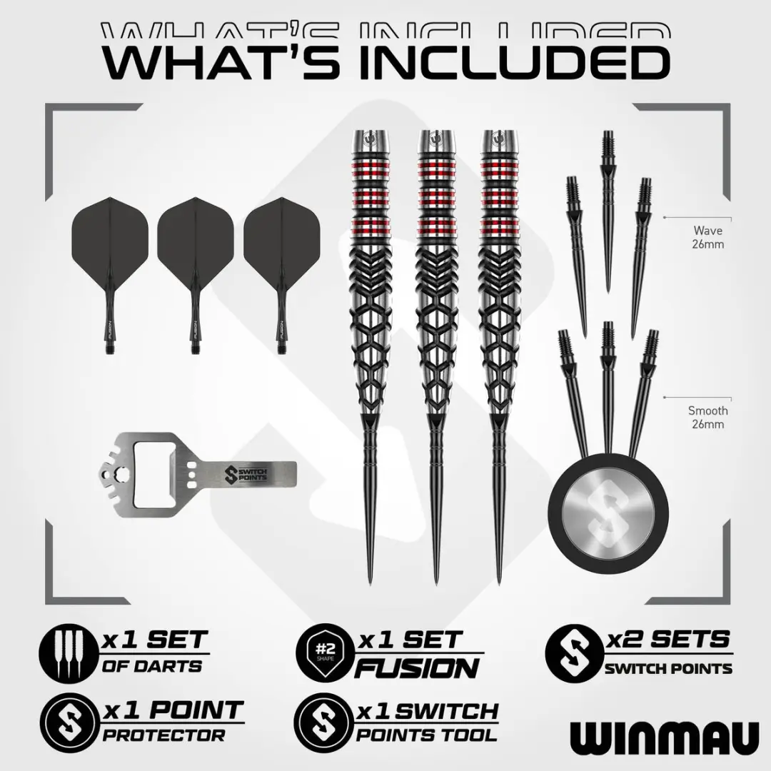 Winmau Fornax Torpedo Switch Point 90% - 3 Stuks - Zilver