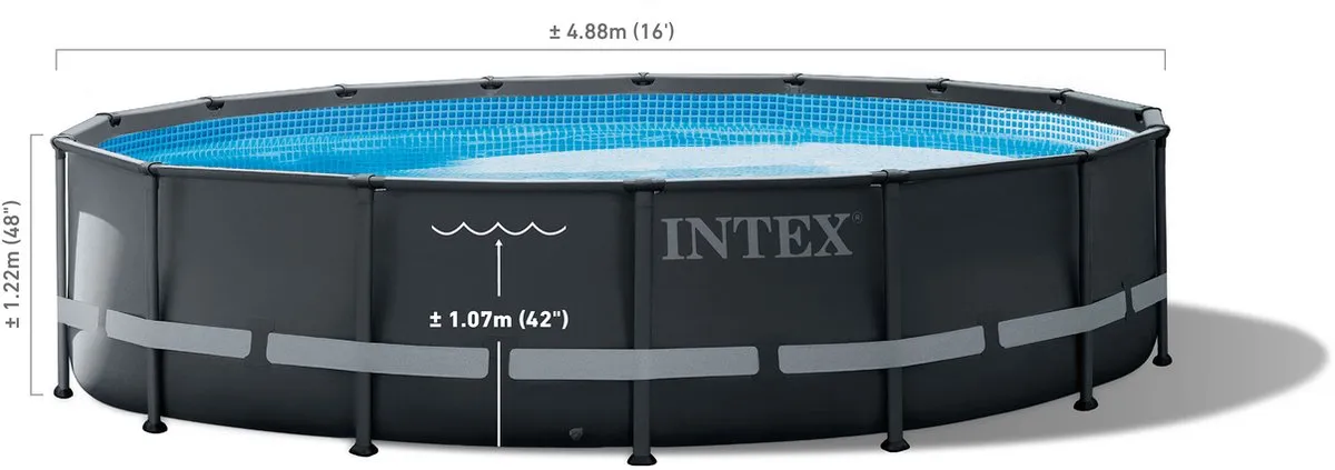 Intex Ultra XTR Frame Opzetzwembad 488x122cm - 19.156L - Donkergrijs