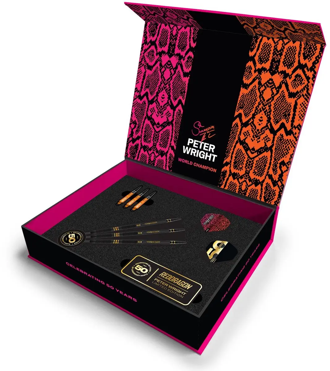 Red Dragon Peter Wright 50 Years Anniversary 90% Darts - 3 Stuks - Goud/Zwart