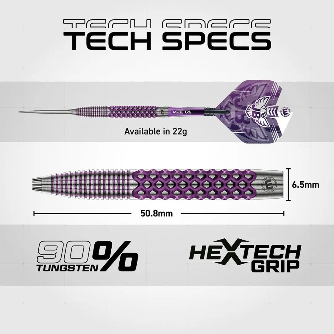 Winmau John Brown 90% Dartpijlen - 3 Stuks - Paars/Zilver