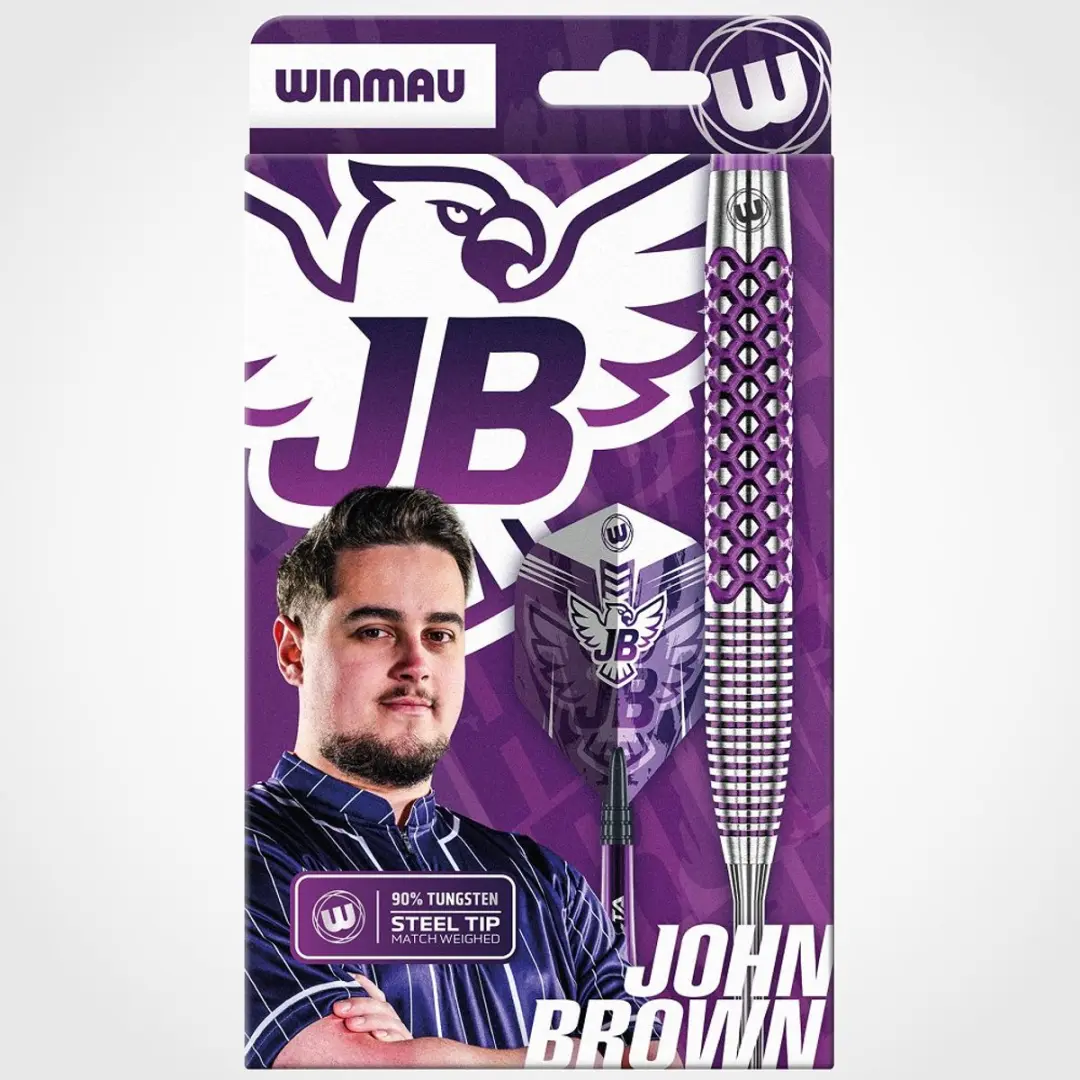Winmau John Brown 90% Dartpijlen - 3 Stuks - Paars/Zilver