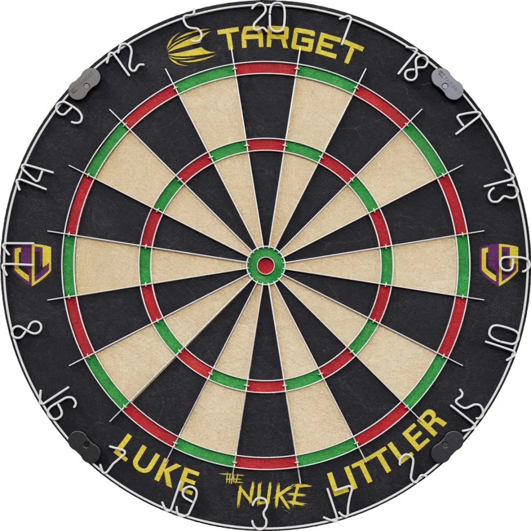 Target Luke Littler Dartbord Set 440021 - 6 Messing Pijlen 17g - Afrikaans Sisal