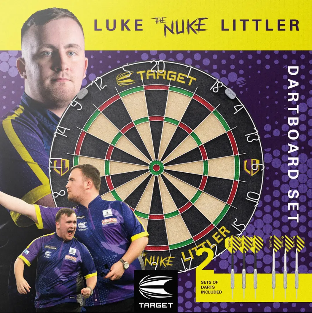 Target Luke Littler Dartbord Set 440021 - 6 Messing Pijlen 17g - Afrikaans Sisal
