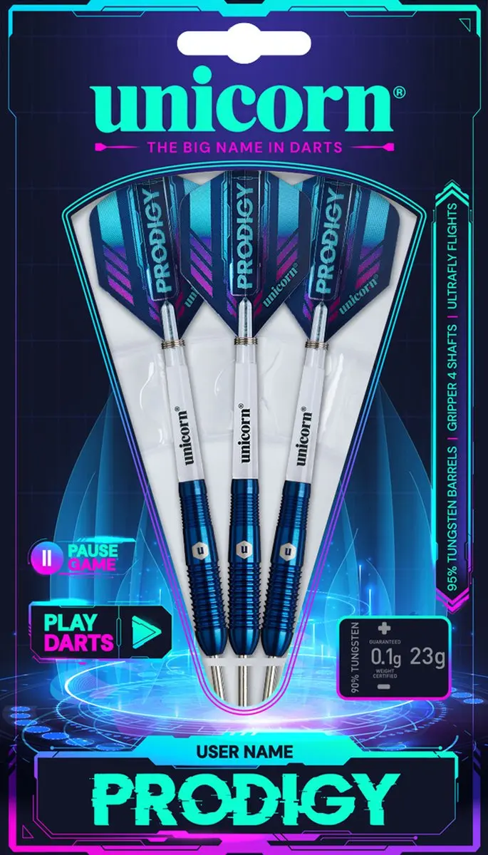 Unicorn Prodigy S2 Dartpijlen 95% - 3 Stuks - Blauw